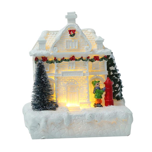 Village Countryside Colección Habitación Navidad Niño de ropa verde Gloria Casa Pueblo