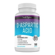 D-Aspartic Acid, 180 Vegan Capsules, 3000mg Non-GMO, No Fillers, Gluten Free