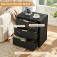 thumbnail image 3 of LELELINKY Fluted Nightstand with Charging Station, Mid Century Bedside Tables with 3 Drawers, Small End Tables for Living Room, Black, 3 of 9