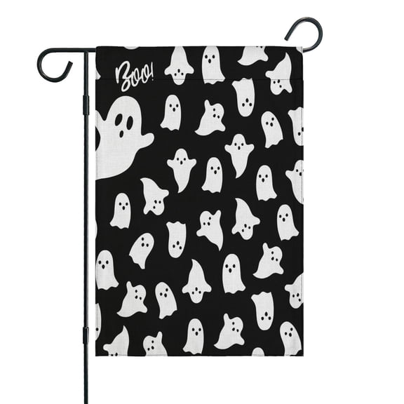 Black Halloween Ghosts with Boo Fall Garden Flags 12.5"x18" Double Side,Small Yard Flags for Outside,Outdoor Fall Decor,Autumn Funny Garden Flag Yard Decoration