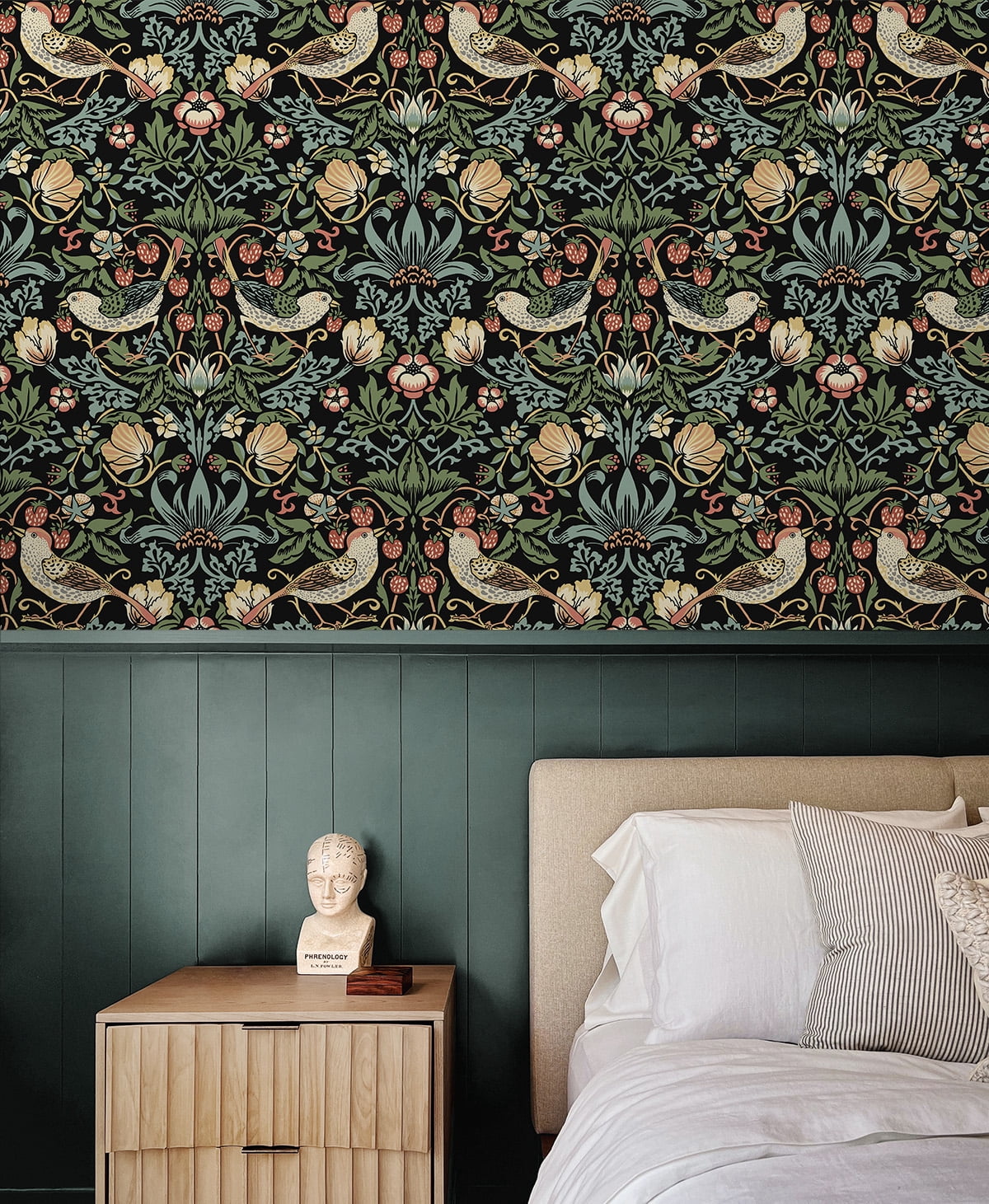 Seabrook Designs  Fragaria Garden Prepasted Wallpaper 20.5 in. W x 33 ft. L - Ebony