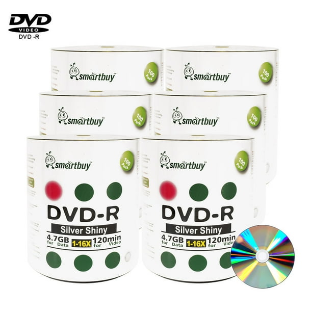 600 Pack Smartbuy 16x Dvd R 4 7gb 1min Shiny Silver Non Printable Data Blank Media Recordable Disc Walmart Com Walmart Com