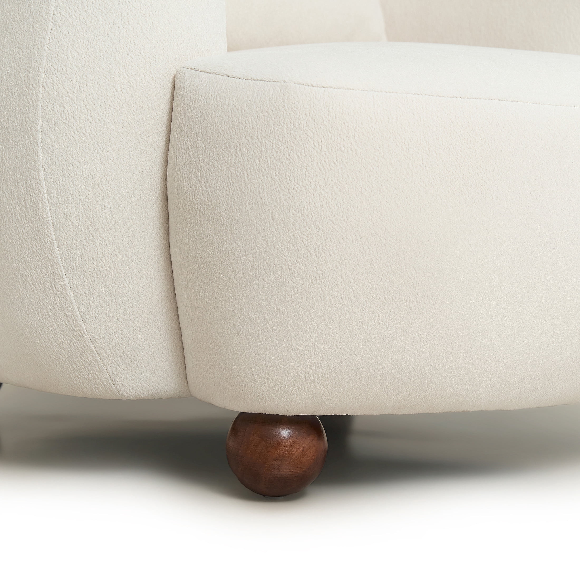 Noble House Arlais 38" Nordic Style Lazy Club Chair, Upholstered Chenille Bucket Accent Sofa with Pillows, White
