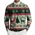 thumbnail image 2 of Dwelliawo Sweaters for Men Lightweight Crewneck Long Sleeve Sweaters Knit Christmas Print Xmas Snowflake Sweater Slim Fit Fall Winter Pullover Sweaters Clearance Dark Green XL, 2 of 6