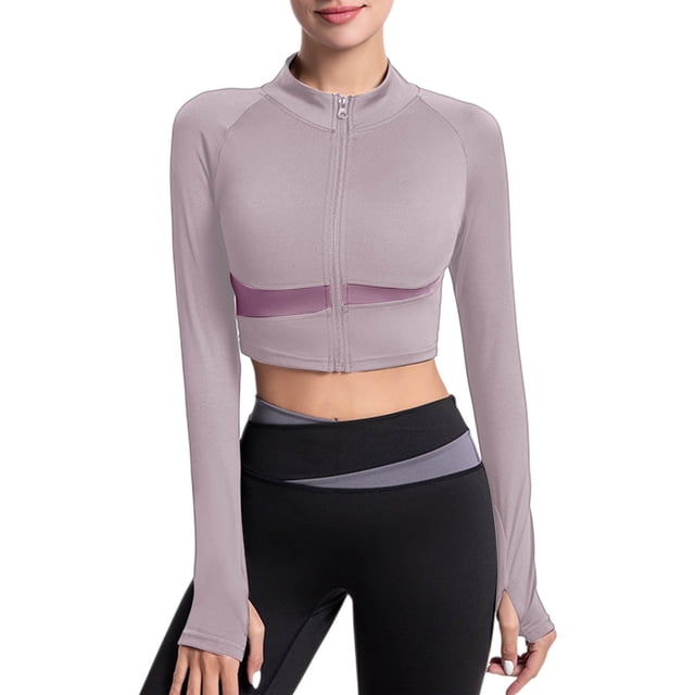 Veste Courte pour Femmes, Haut Décontracté Sportif à Manches Longues et Col Rond en Noir, Imitation Rayonne Légère, Lavable en Machine, Convient à la Taille