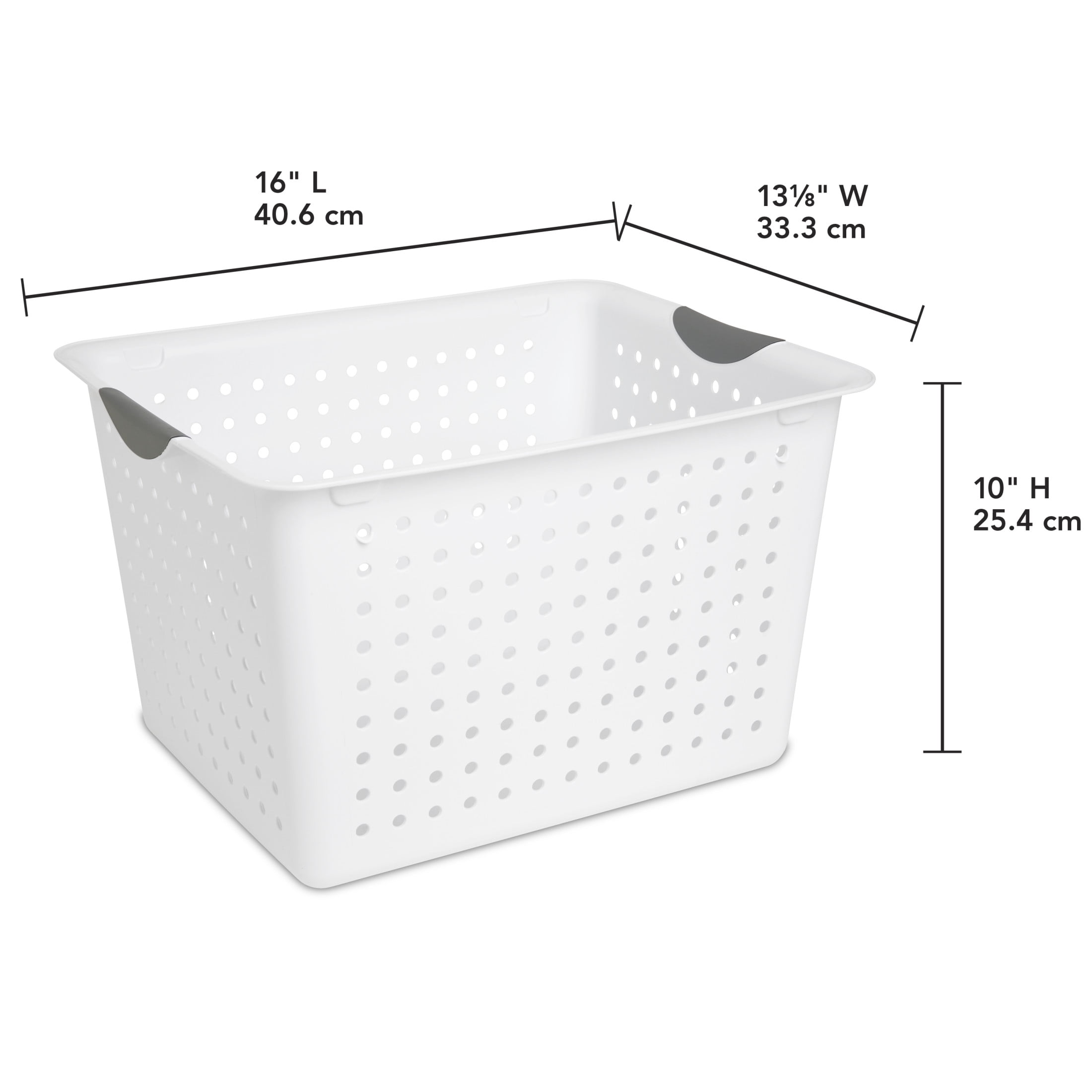 Sterilite Deep Ultra™ Basket, Open Plastic Storage Bin, Organization Solution, White