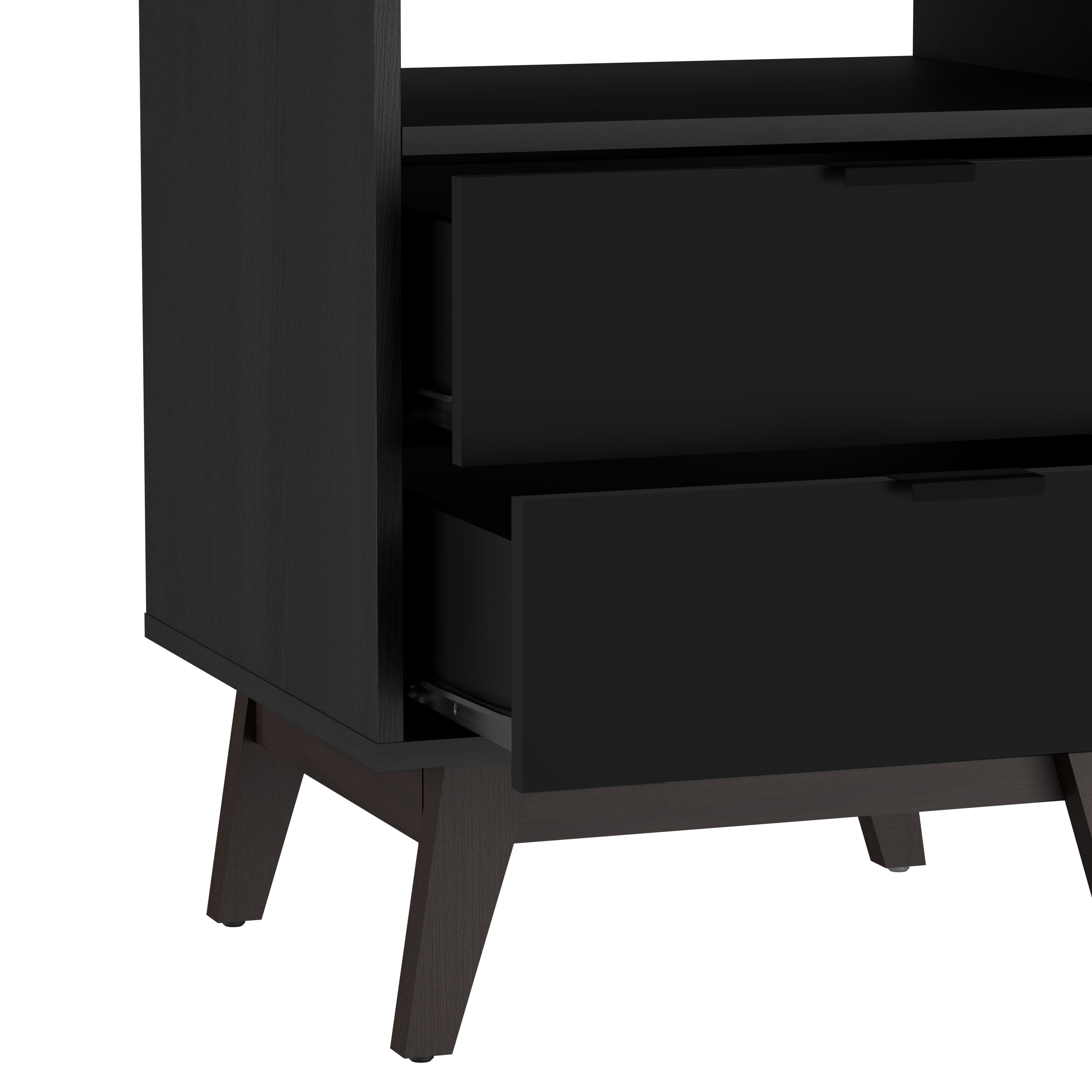 Kappesberg Hanford Black/Walnut 2-Drawer Nightstand with Open Shelf for Adults and Teens
