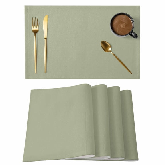 Sage Green Placemats Set of 12, Solid Color Non-Slip Place Mats Washable Table Mats for Kitchen Dining Table Decorations Indoor/Outdoor