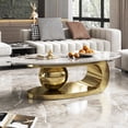 thumbnail image 6 of ENSHUI 49.2" Oval Marble Coffee Table with Gold Metal Base, 6 of 9