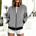thumbnail image 2 of GaThRRgYP Jackets for Women Dressy Women's Winter Long-sleeved Zipper Fashion Casual Baseball Jacket Corduroy Jacket Gray XXL, 2 of 7