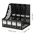 thumbnail image 2 of Unique Bargains Magazine File Holder, PS Plastic Vertical 4 Compartment Desktop Book Storage Rack Organizer, Black, 2 of 4