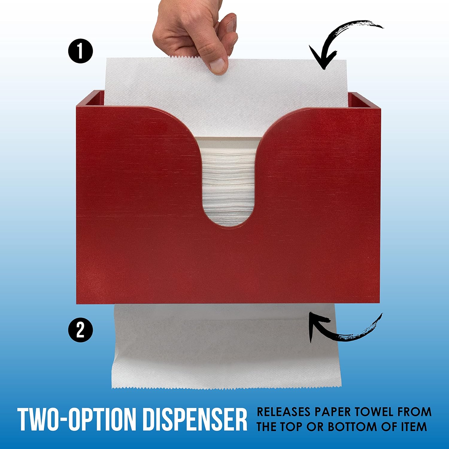 Bamboo Paper Towel Dispenser, Paper Towel Holder Wall Mount & Countertop for Kitchen and Restroom Decor - Holds Multifold Paper Towel, C Fold, Trifold Hand Tissue Napkins.