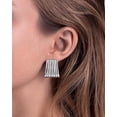 thumbnail image 4 of SNGIA Ribbed Rectangle Stud Earrings for Women, Chunky Vintage Statement, Silver Tone, 4 of 6