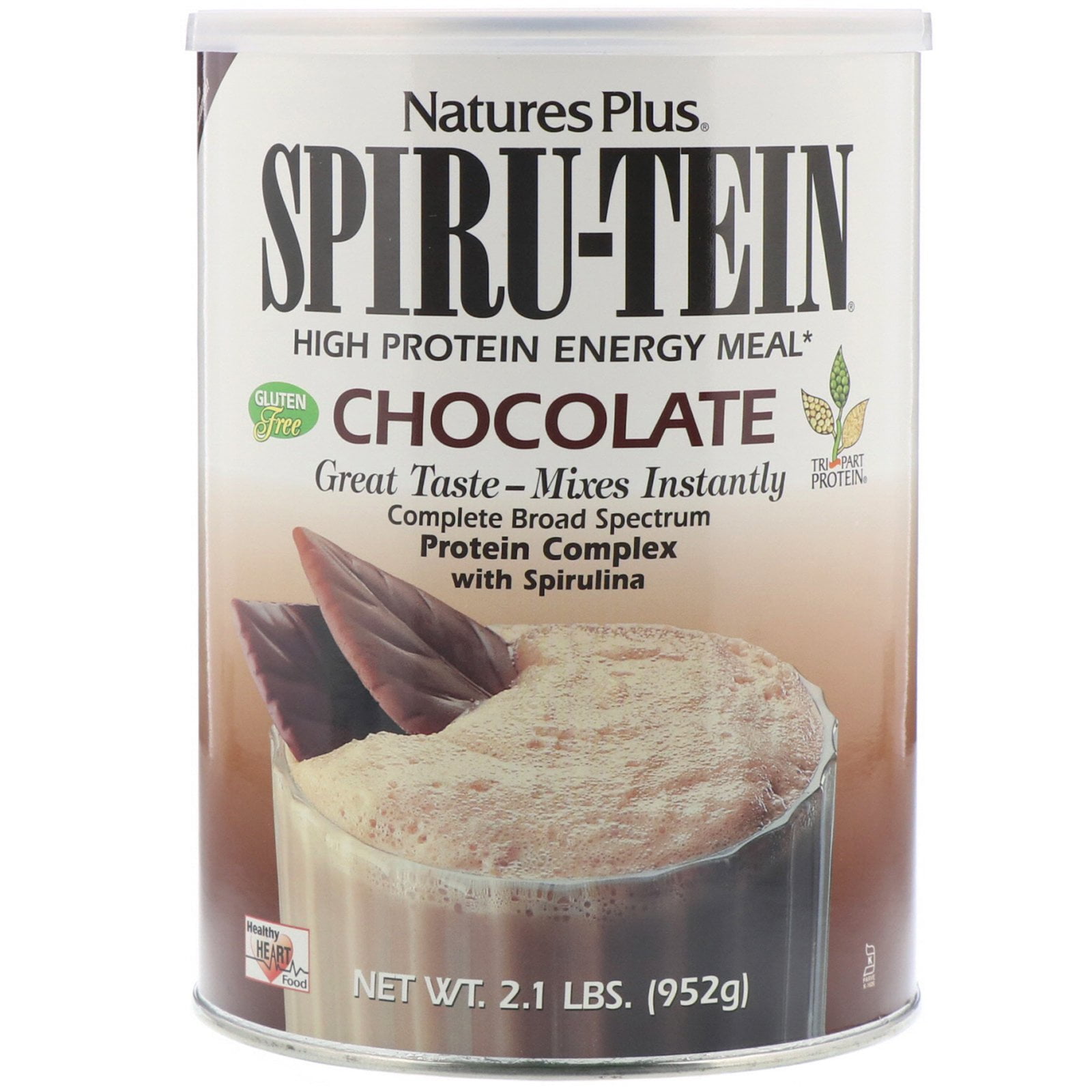 NaturesPlus SPIRU-TEIN, Chocolate - 2.1 lbs - 34 Servings