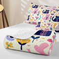 thumbnail image 4 of jejeloiu Cute Cat Floral Pattern Quilt Full Kids,Lovely Animal Vintage Boho Style Full Bedspread Sets For Girls,3pcs, 4 of 7