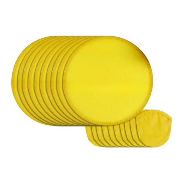 10 ventiladores plegables de disco volador de 20 cm de diámetro, redondos, portátiles para decoración de viajes. Amarillo