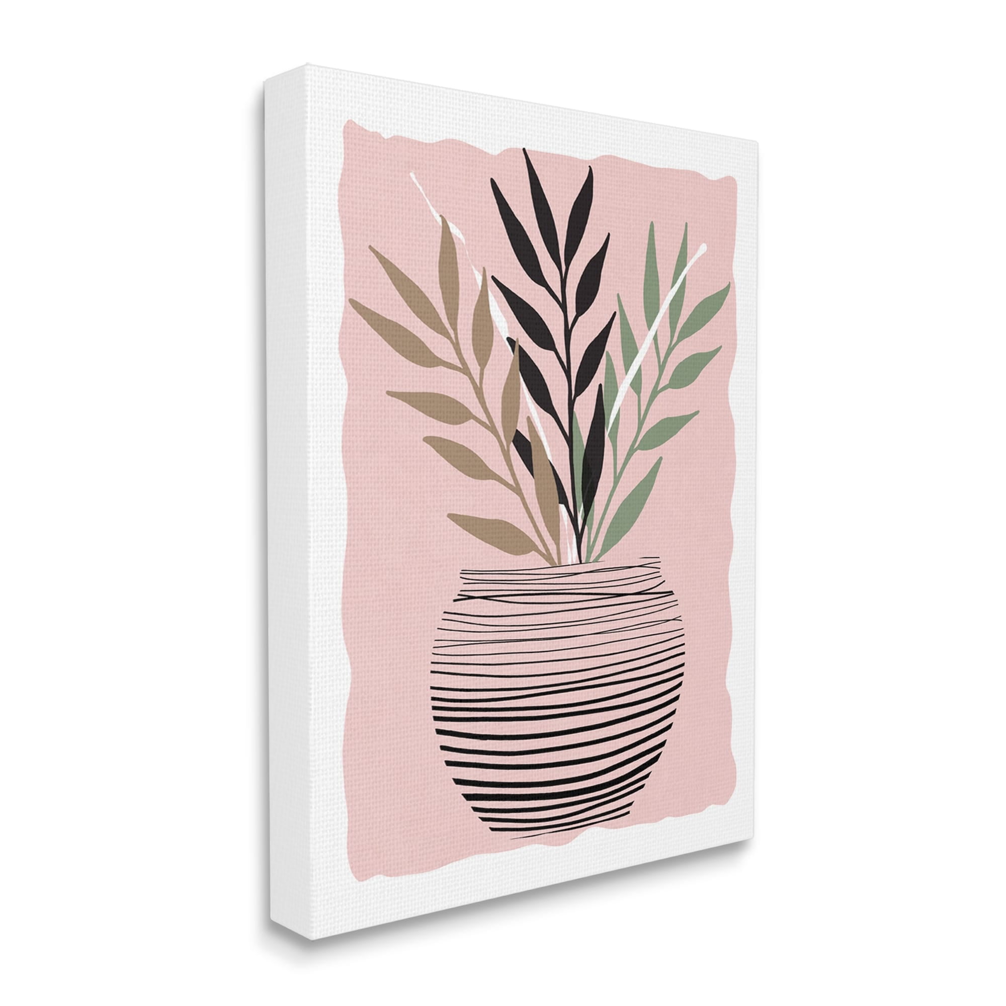 Stupell Industries Plant Sprout Branches Minimalistic Abstract Patterned Pot Pink,30 x 40, Design by Daniela Santiago