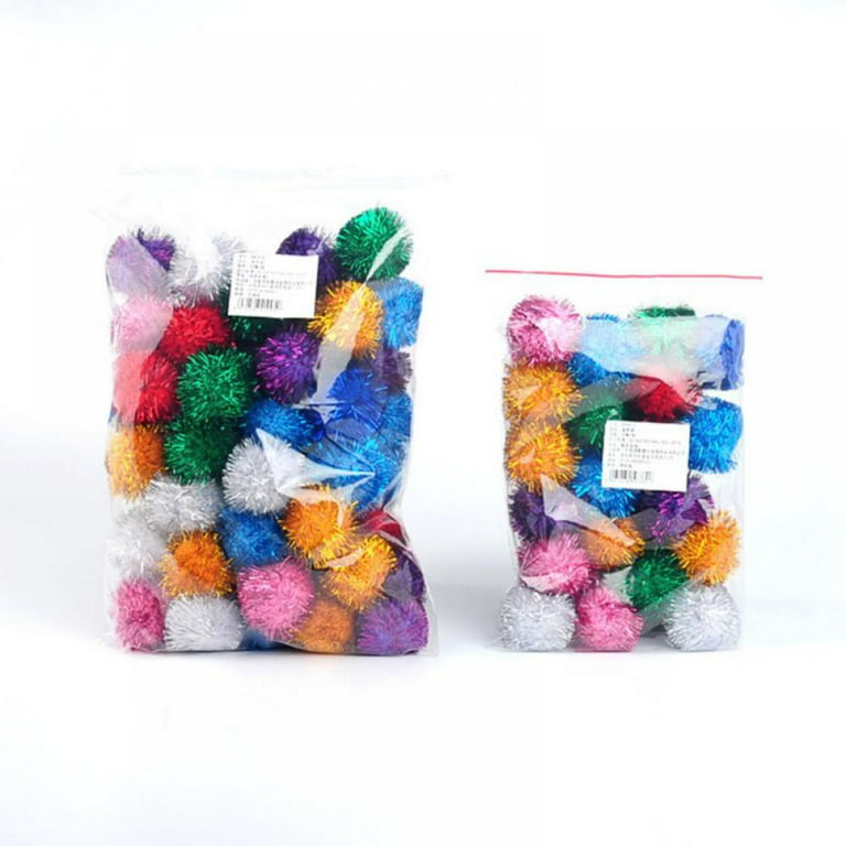 Assorted Color Sparkle Balls, Tinsel Pom Poms Glitter for Cat Kittens DIY  Christmas,Pack of 20PCS 