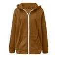 thumbnail image 4 of TAIAOJING Womens Casual Solid Long Sleeve Zipper Hooded Coat Pocket Sweatshirt Tops, 4 of 4