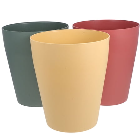 OFFIGAM Small Plastic Trash Can Set of 3 Design Assorted Colors Compact Waste Bin for Home Office