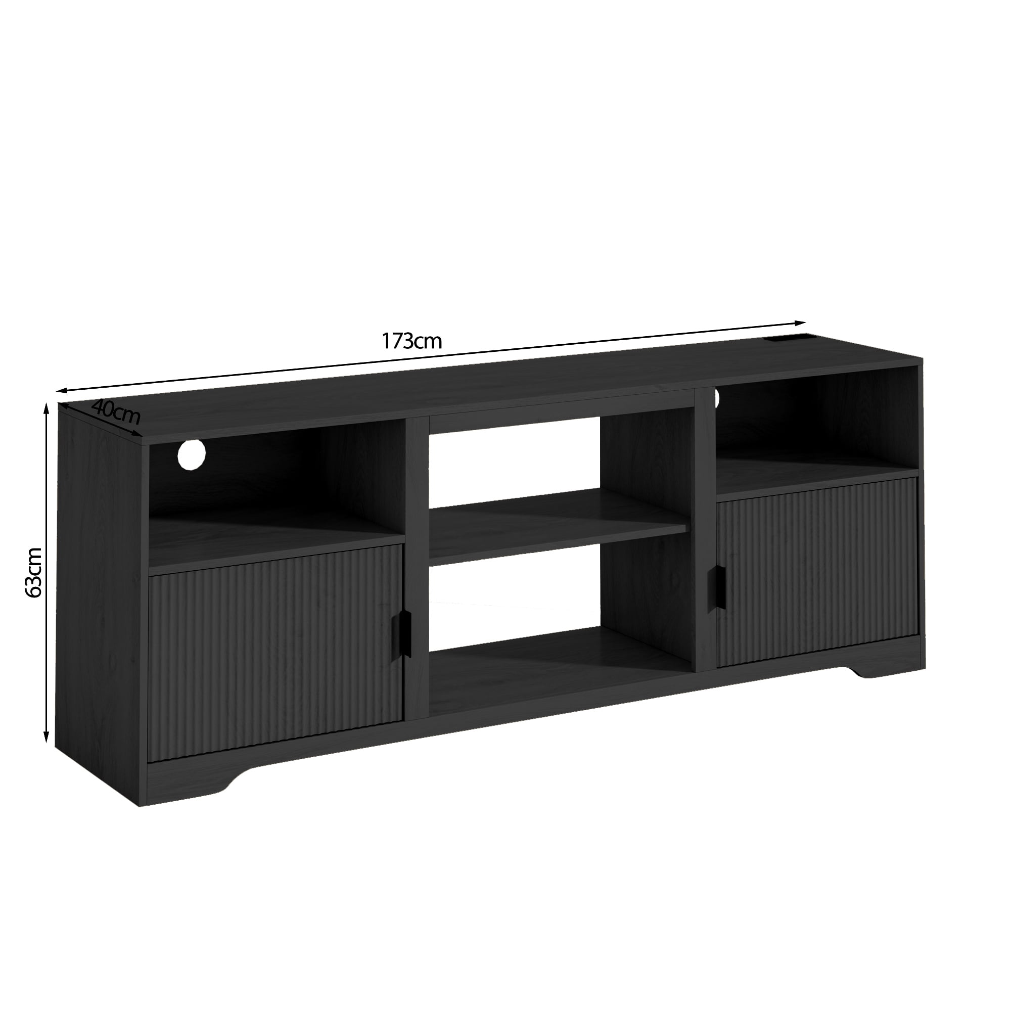 LUCKYELF Modern TV Stand for TVs up to 80", Entertainment Center with Storage, Media TV Console Table for Living Room, Bedroom, Black Color