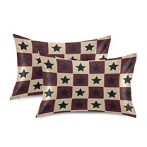 Yayeee Pillowcase Standard Size Set of 2 Satin Wrinkle Resistant Envelope Pillow Case, Checkered Stars Pattern