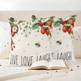 thumbnail image 3 of Live Love Laugh Pillow Covers 2 Pack Summer Strawberry Flower Bee Pillowcase Waterproof Outdoor Throw Pillow Cover for Patio Garden Square Cushion 24”x24”, 3 of 9