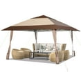 thumbnail image 3 of Costway 13'x13' Patio Pop-Up Gazebo Canopy Tent Portable Instant Sun Shelter Coffee, 3 of 10
