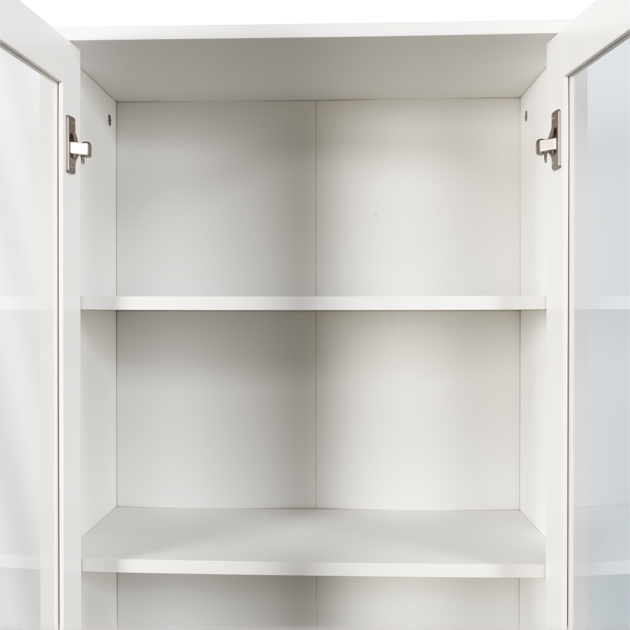 Noble House Fergus 70.87" Pantry Display Cabinet, 4-Tier Pull-Out Shelves & Glass Doors, Compact Wood Storage, White