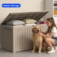 thumbnail image 6 of PATIOEASY 180 Gallon Deck Box, Lockable, UV-Resistant, Resin Outdoor Storage Box Waterproof, Patio Toys Storage Box for Bicycles, Skis, Tables-Coffee, 6 of 8