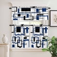 thumbnail image 6 of Abstract Lines Art Curtain Valances Set Black Blue Geometric Square Frame Kitchen Curtains 24&nbsp;inch Length Rod Pocket Valance and Tiers 3 Piece Set Small Bedroom Bathroom Laundry Decor, 6 of 9