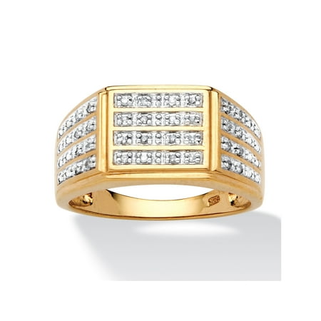 Men's 1/6 TCW Pave Diamond Multi-Row Grid Ring in 18k Gold over Sterling