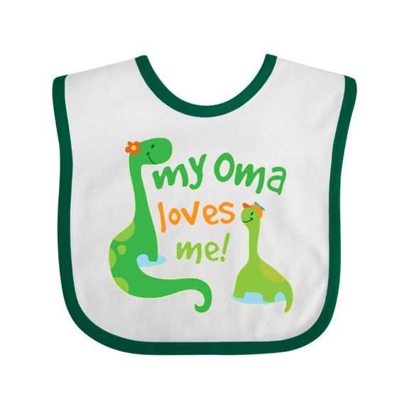 Inktastic My Oma Loves Me Dinosaur Boys Baby Bib