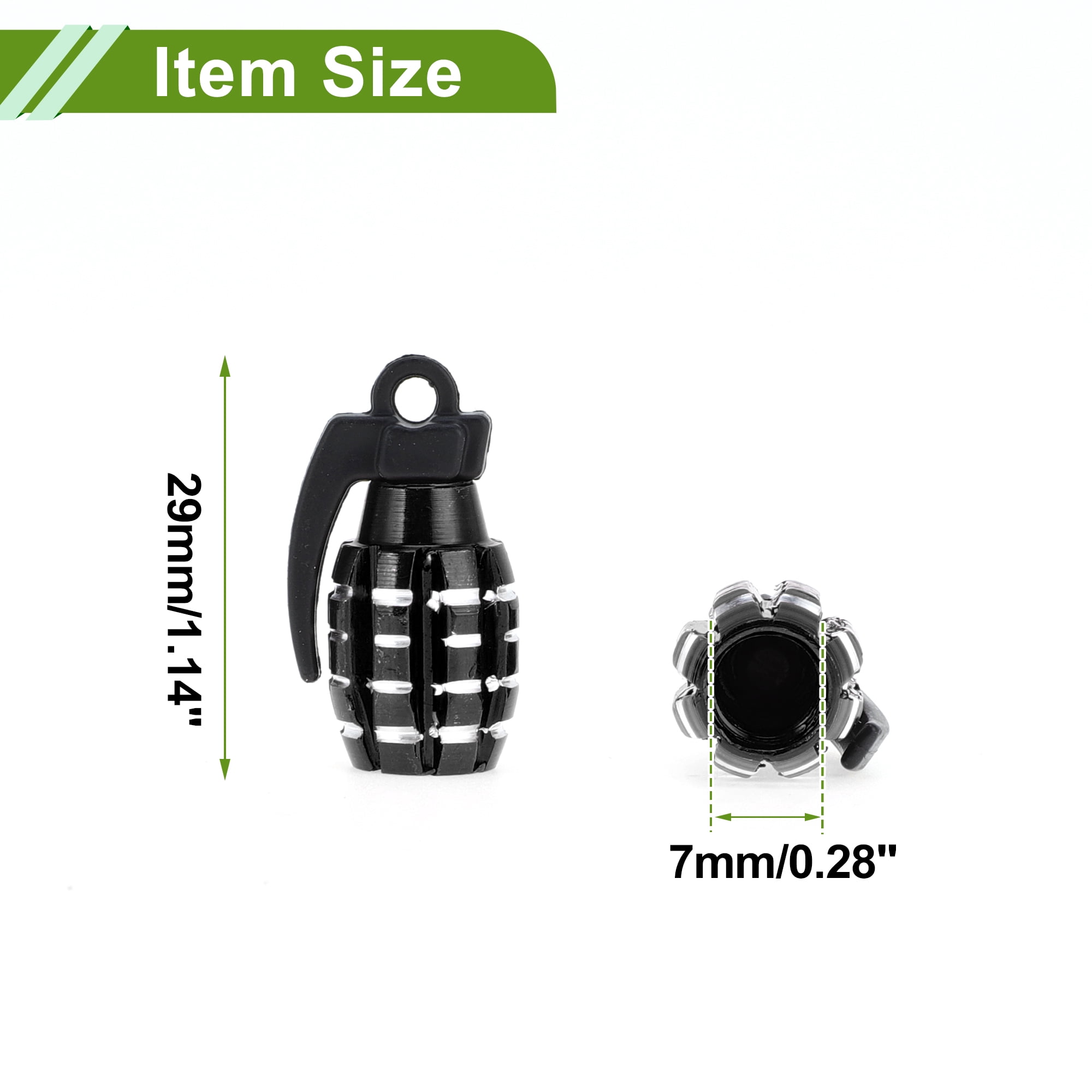 Unique Bargains Tire Valve Stem Caps Decorative Grenade Shape Dust Covers Black