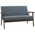 thumbnail image 1 of HOMCOM Loveseat Sofa Modern 2 Seater Couch with Rubber Wood Legs, Cream White, 1 of 10