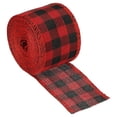 thumbnail image 1 of Unique Bargains 2 Inch Wide 6.56 Yards Polyester Gingham Ribbon Wired Edge Ribbon, 1 Pack for Decoration Red and Black, 1 of 6