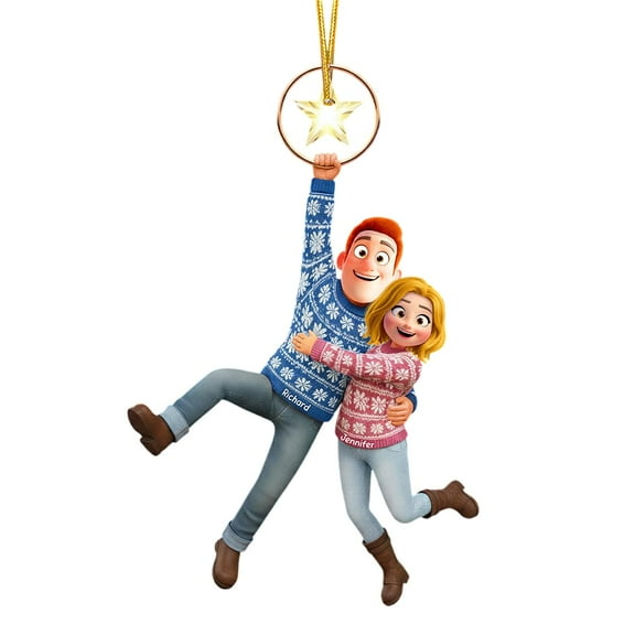 Fun Hanging Couple Ornament - Personalized Gifts For Couple, Couple Christmas Gifts, Anniversary Keepsake for Husband, Wife, Him, Her, Wedding Ideas for Newlyweds, Married Couple Christmas Decor