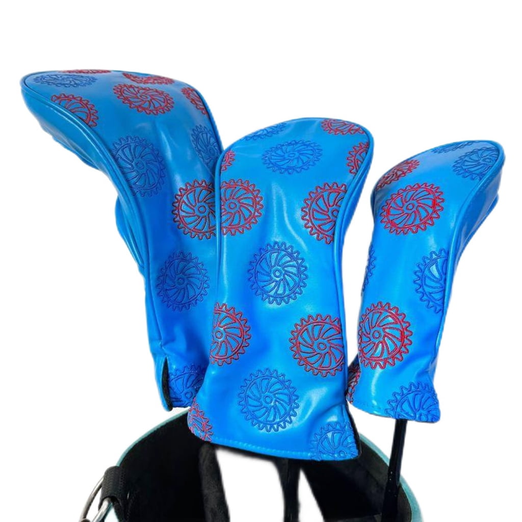 AOOOWER 3Pcs Gear Pattern Driver Headcover PU Golfs Club Head Cover for Drivers and Wood