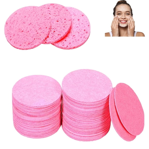 Disposable Face Sponge,50Pack Durable Pink Compressed Facial Sponges for Makeup,TGY Portable Cosmetic Spa Pads for Face Cleansing