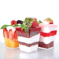 thumbnail image 2 of 50 Uds. Tazas de postre con tapas y cucharas, juego de tazas de postre cuadradas, tazas de postre de plástico reutilizables -ayane, 2 of 3