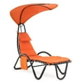 thumbnail image 4 of Mcombo Outdoor Chaise Lounge Chair W/Adjustable Canopy, Adjustable Cushioned Reclining Chair for Backyard , 4097（Orange）, 4 of 8