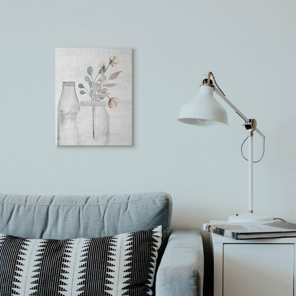 Stupell Industries Flower Jar Pink Blue Grey Painting Super Canvas Wall Art by Kimberly Allen