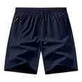 thumbnail image 2 of LTTVQM Men's Athletic Shorts Quick Dry Workout Lightweight Running Elastic Waist Drawstring Summer Gym Shorts with Zipper Pockets Dark Blue XL, 2 of 7