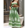thumbnail image 3 of Women'S Summer Dresses 2025 Floral Sundress Spaghetti Straps Flowing Beach Vacation Bohemian Maxi Dress Set Green L, 3 of 7