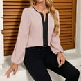 thumbnail image 6 of Womens Tops Dressy Casual V Neck Color Block Business Casual Blouses Long Sleeve Work Shirts Fall Trendy Clothes Pink L, 6 of 8