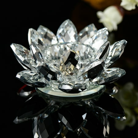 Butterfly Meadow Candlestick - 7 Colors Crystal Glass Lotus Flower Candle Tea Light Holder Buddhist Candlestick