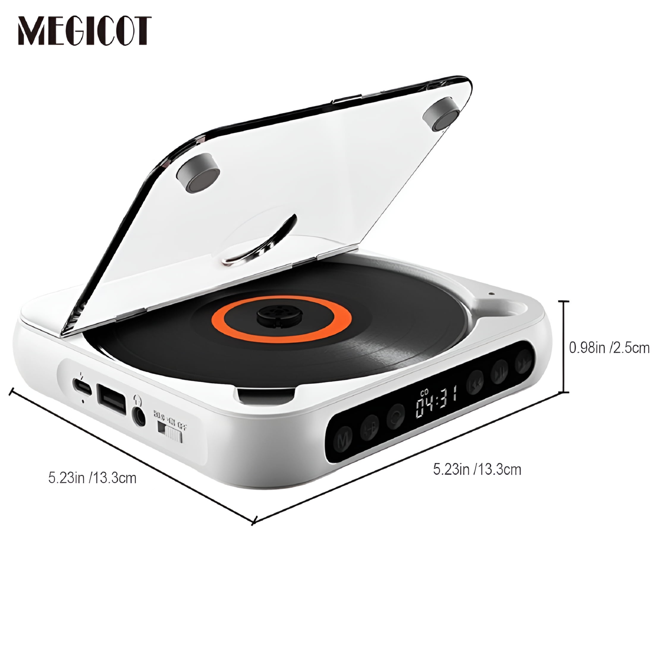 GJX 2026 New Rechargeable Cd Player with Hold Function Led Display Usb Audio Port,2000Mah Personal Mp3 Cd Player for Listening Music Prenatal Education Children Study