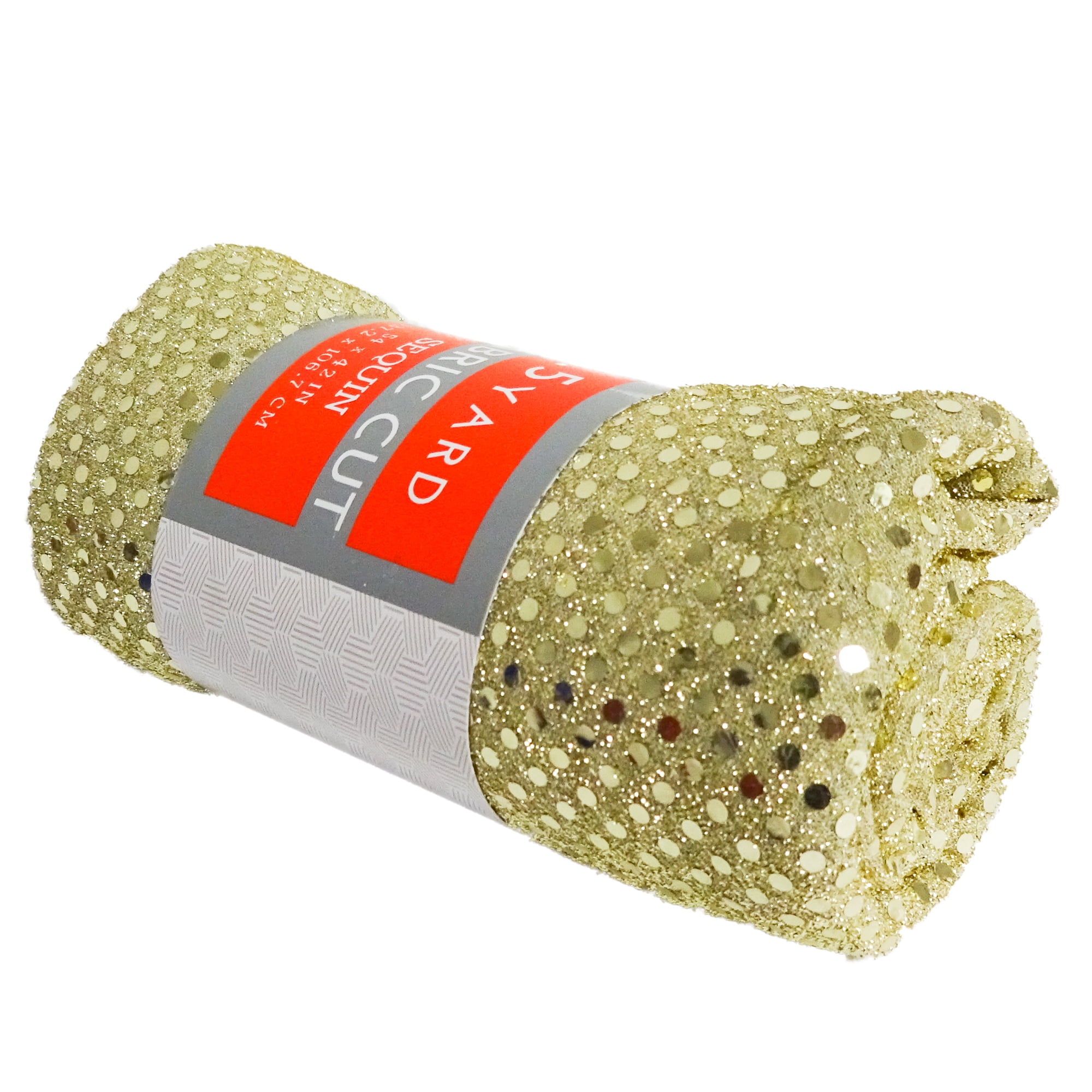 Shason Textile 37.5” x 1.5 Yards Wide 3mm Spangle Knit Sequin Holographic Precut Fabric, Gold