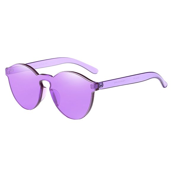 Retro Rimless Ultra-Bold Colorful Sunglasses Transparent Lens UV Reflective Outdoor Sunglasses Eyewear (Lavender Purple)