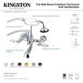 thumbnail image 4 of Kingston Brass AE555T7 Aqua Vintage 7-Inch Wall Mount Tub Faucet with Hand Shower, Brushed Brass, 4 of 5